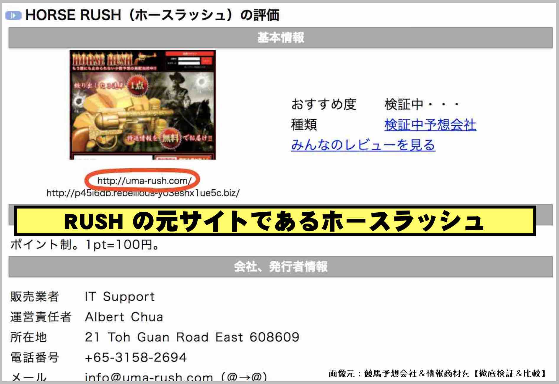 ラッシュ (RUSH)という競馬予想サイトと同じURLのホースラッシュ